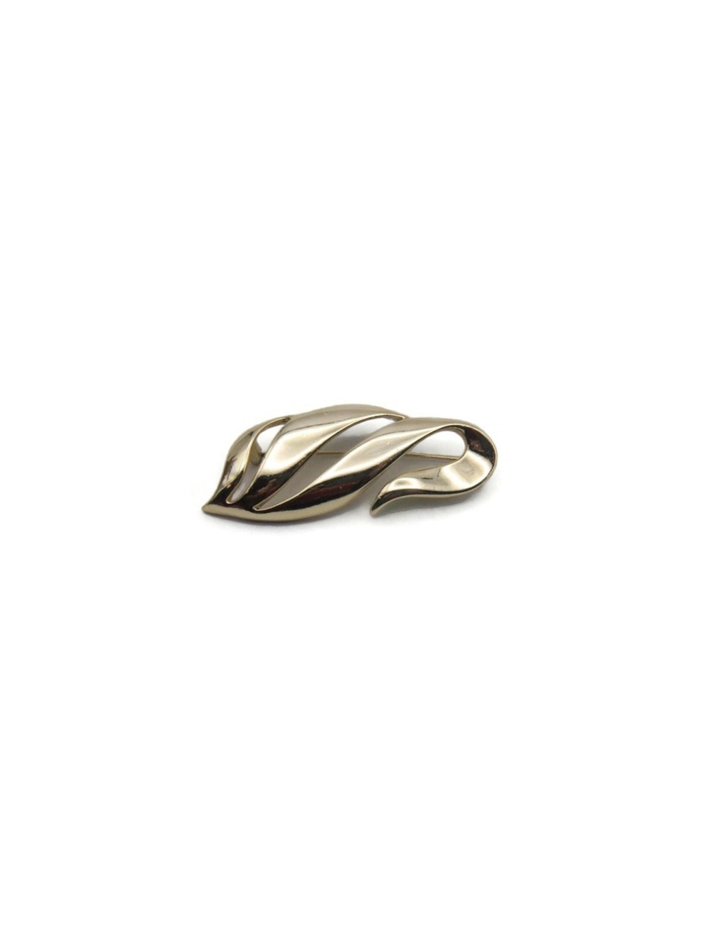 Vintage Gold Tone Abstract Brooch Pin. Hallmarked AJC.